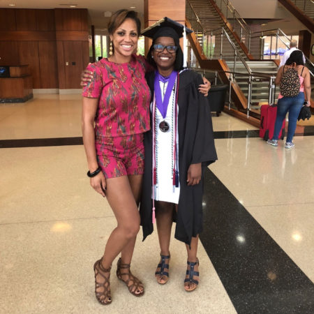 Keyonne Campbell (left), CRC Foundation Executive Director (2010-2019), attends the Deanna Clemmer’s (right) graduation ceremony at High Point University in May 2018.